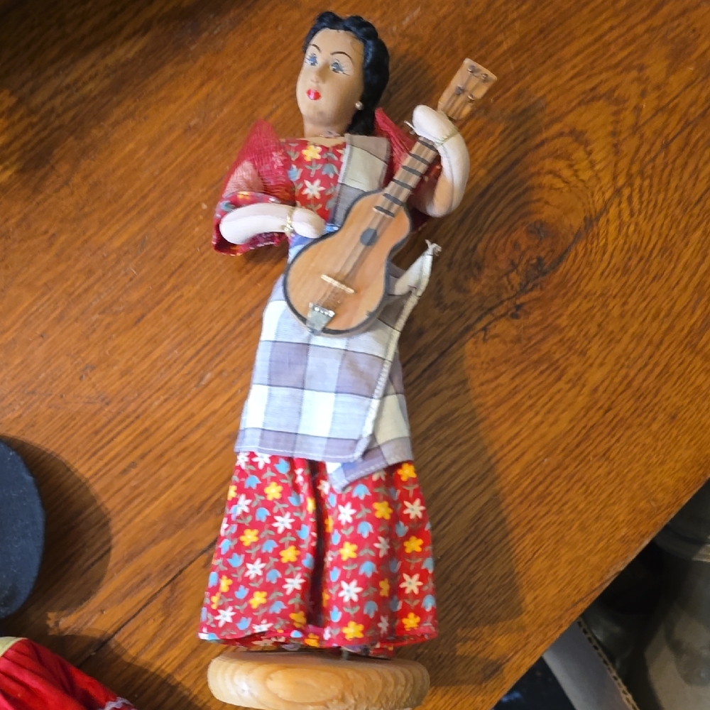 Colorful Folk Art Doll with Guitar